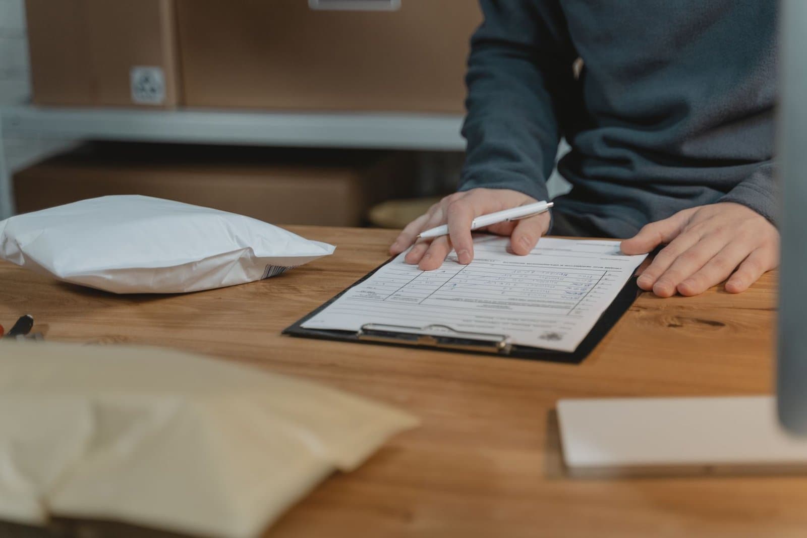Export documentation file being prepared and checked at the office ahead of shipment